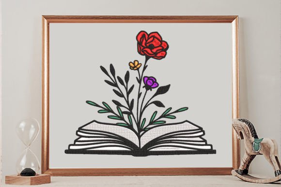 Flower Books Embroidery Design