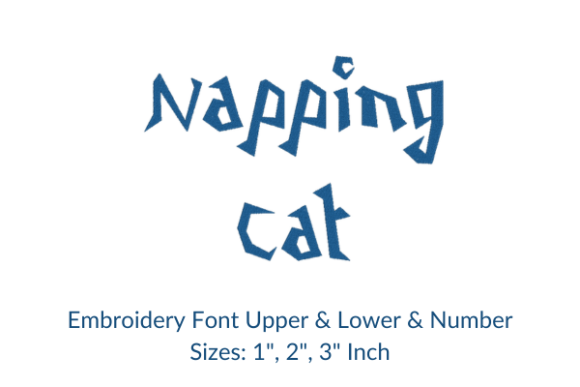 Napping Cat Font Embroidery Design