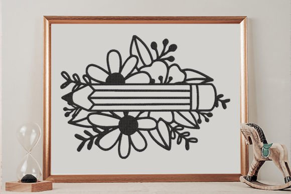 Pen Flower Embroidery Design