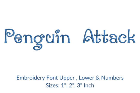 Penguin Attack Fonts Embroidery Design